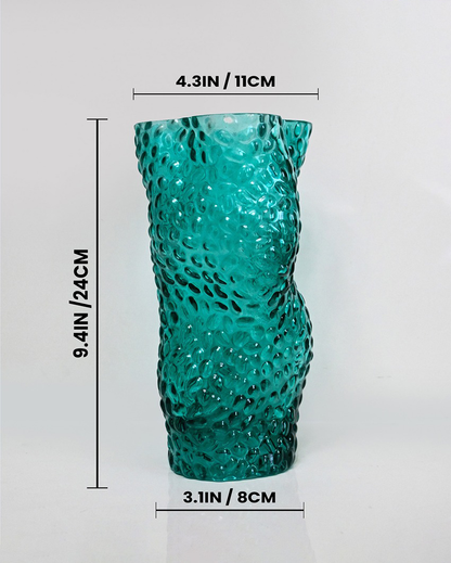 Unique Green Glass Midnight Twisted Glass Vase | 5 x 10 inches