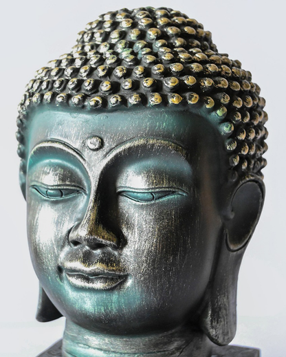 Majestic Black Resin Divine Buddha Face Idol | 4 x 10 inches