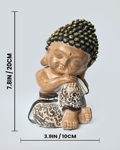 Restful Multicolor Resin Zen Resting Buddha Idol | 4 x 8 inches