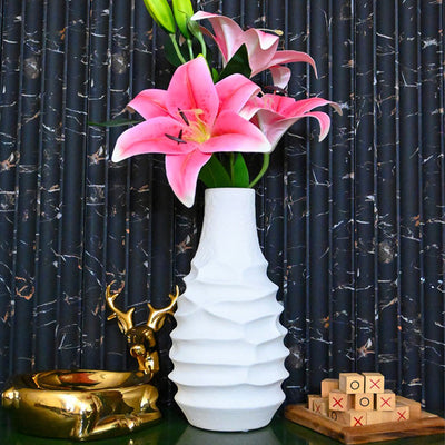 Modern White Ceramic Spiral Ceramic Vase | 6 x 12 inches