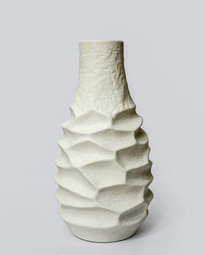 Modern White Ceramic Spiral Ceramic Vase | 6 x 12 inches