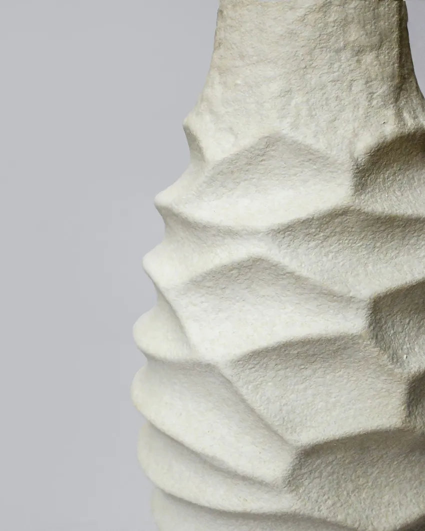 Modern White Ceramic Spiral Ceramic Vase | 6 x 12 inches