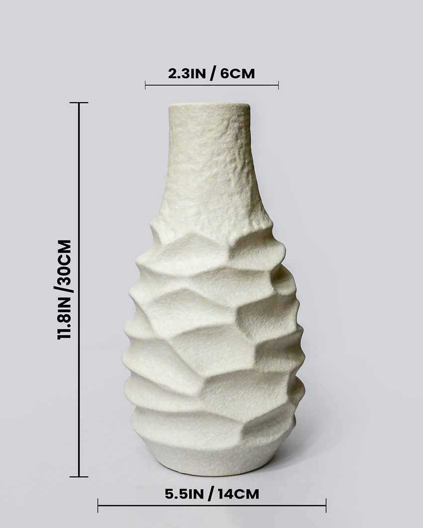 Modern White Ceramic Spiral Ceramic Vase | 6 x 12 inches