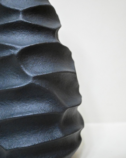 Sleek Black Ceramic Spiral Ceramic Vase | 5 x 10 inches