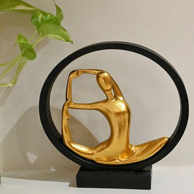 Elegant Golden Ceramic ZenFlex Yoga Sculptures | 8 x 3 x 9 inches