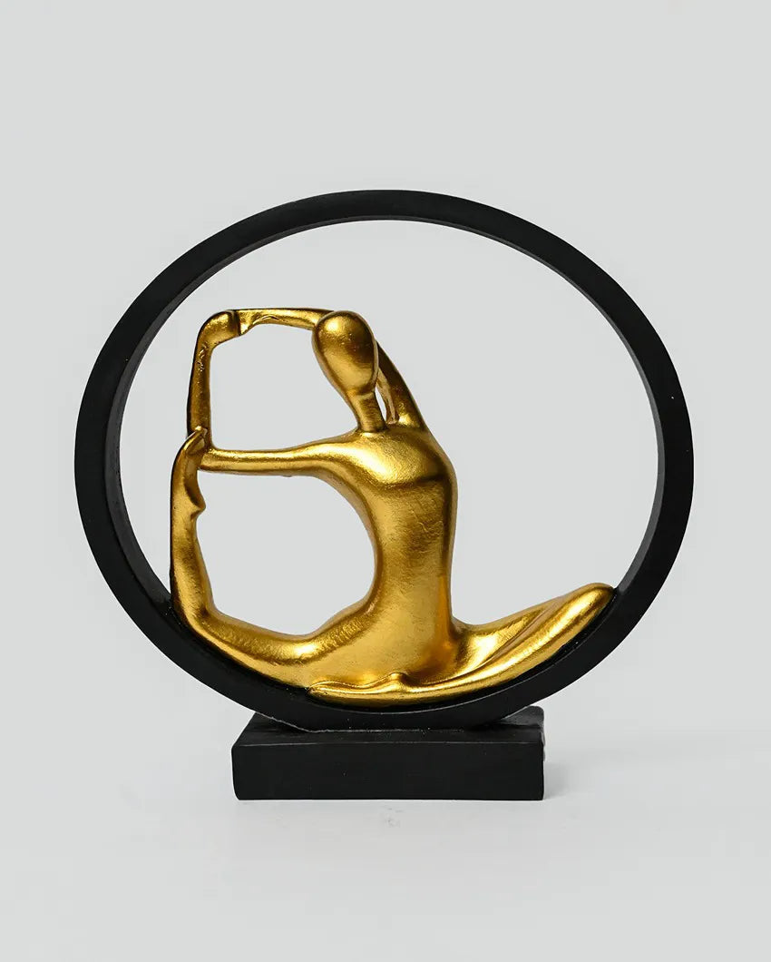 Elegant Golden Ceramic ZenFlex Yoga Sculptures | 8 x 3 x 9 inches