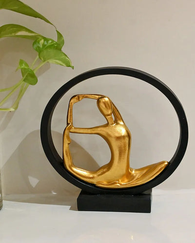 Elegant Golden Ceramic ZenFlex Yoga Sculptures | 8 x 3 x 9 inches