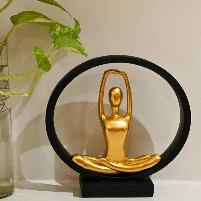 Sculptural Golden Ceramic ZenFlex Yoga Sculptures | 8 x 3 x 9 inches