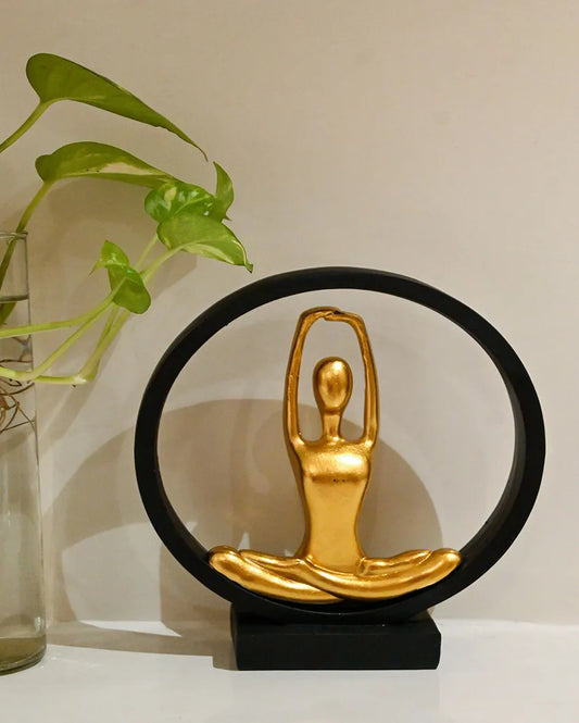 Sculptural Golden Ceramic ZenFlex Yoga Sculptures | 8 x 3 x 9 inches