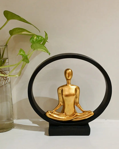 Graceful Golden Ceramic ZenFlex Yoga Sculptures | 8 x 3 x 9 inches