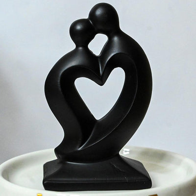 Endearing Black Resin Couple Love Heart Figurine | 3 x 2 x 5 inches