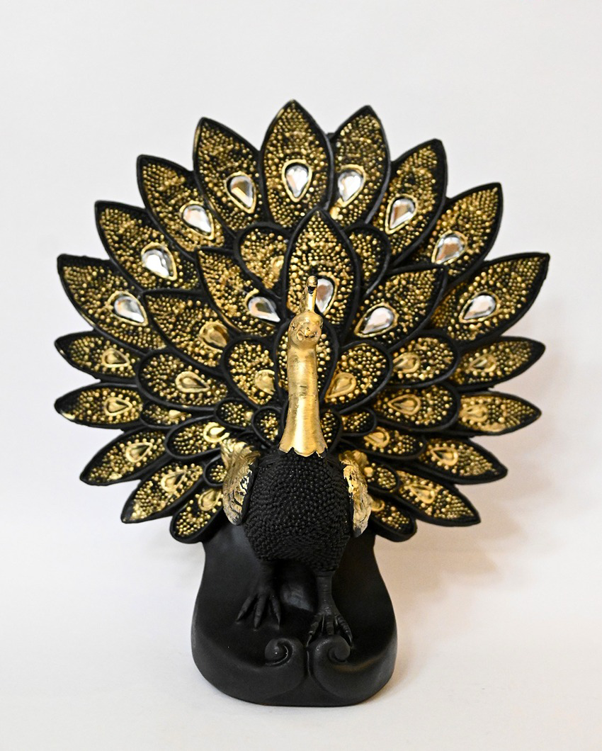 Luxurious Multicolor Ceramic Luxurious Peacock Sculpture | 7 x 4 x 9 inches