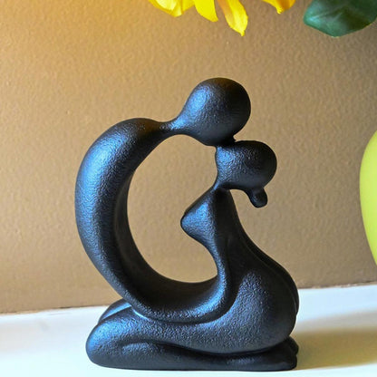 Artistic Black Resin Romantic Abstract Kiss Figurine | 4 x 2 x 5 inches