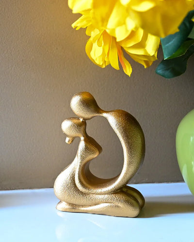 Elegant Golden Resin Romantic Abstract Kiss Figurine | 4 x 2 x 5 inches