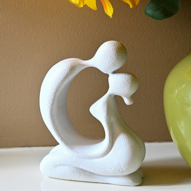 Romantic White Resin Romantic Abstract Kiss Figurine | 4 x 2 x 5 inches