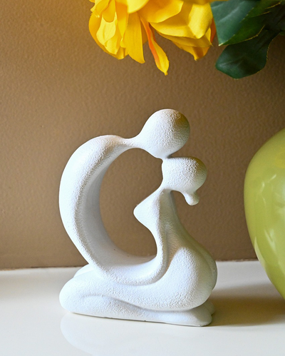 Romantic White Resin Romantic Abstract Kiss Figurine | 4 x 2 x 5 inches