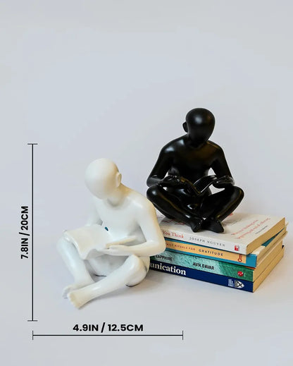 Refined White and Black Resin Elegant Readers Duo | Set of 2 | 5 x 2 x 8 inches