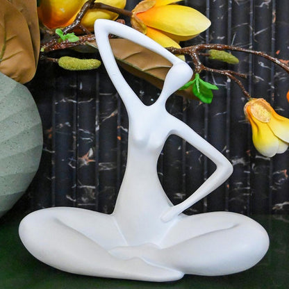 Serene White Resin Blissful Yoga Sculpture | 10 x 4 inches