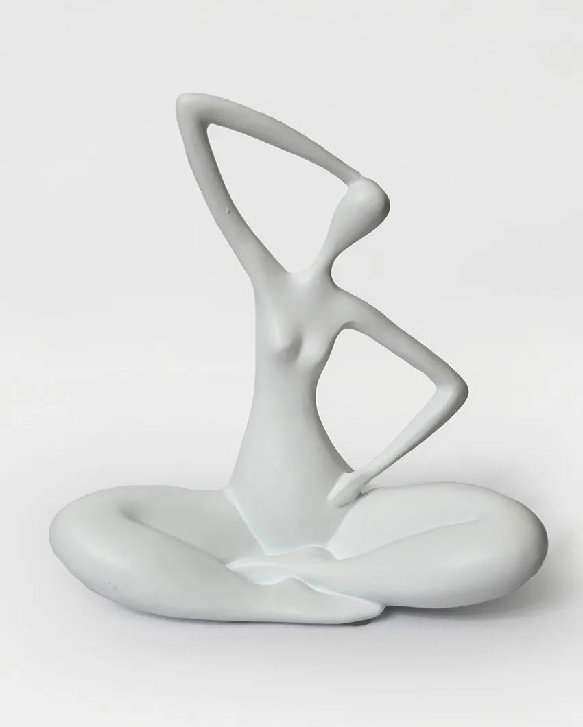 Serene White Resin Blissful Yoga Sculpture | 10 x 4 inches