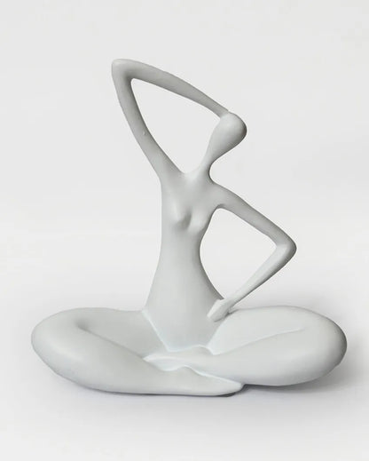 Serene White Resin Blissful Yoga Sculpture | 10 x 4 inches