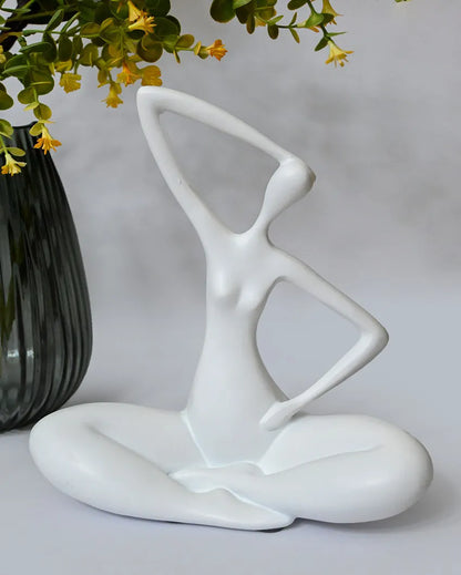 Serene White Resin Blissful Yoga Sculpture | 10 x 4 inches