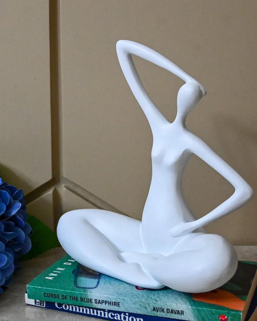 Serene White Resin Blissful Yoga Sculpture | 10 x 4 inches