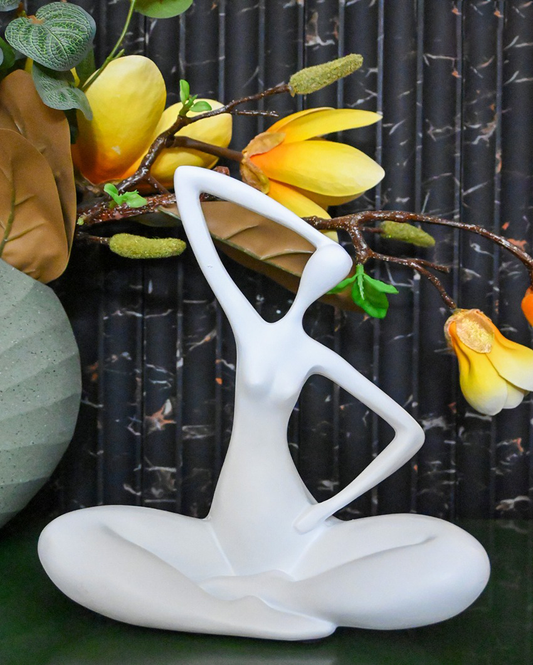 Serene White Resin Blissful Yoga Sculpture | 10 x 4 inches