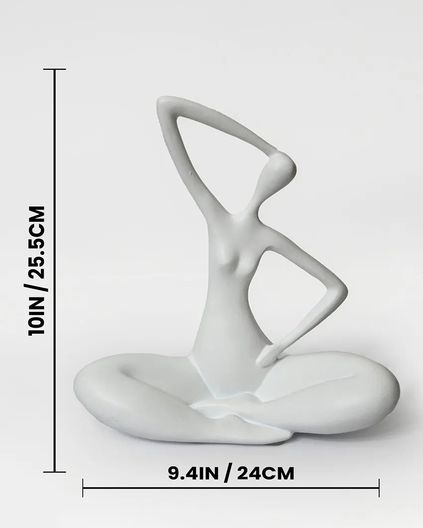 Serene White Resin Blissful Yoga Sculpture | 10 x 4 inches