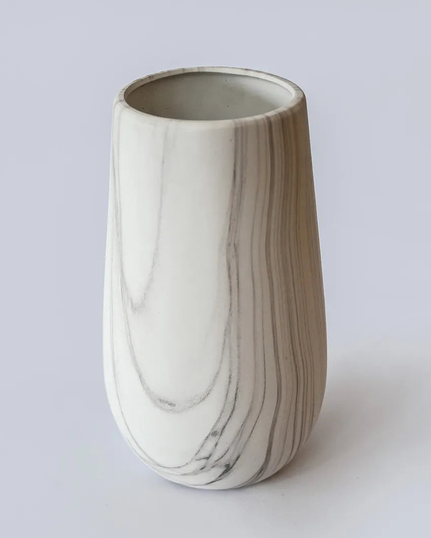 Luxurious White Ceramic Marble Design Ceramic Vase | 6 x 11 inches