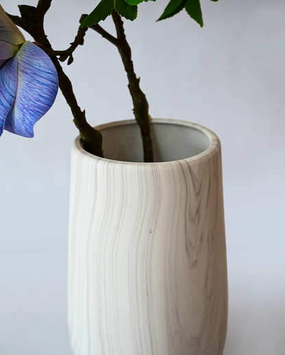 Luxurious White Ceramic Marble Design Ceramic Vase | 6 x 11 inches