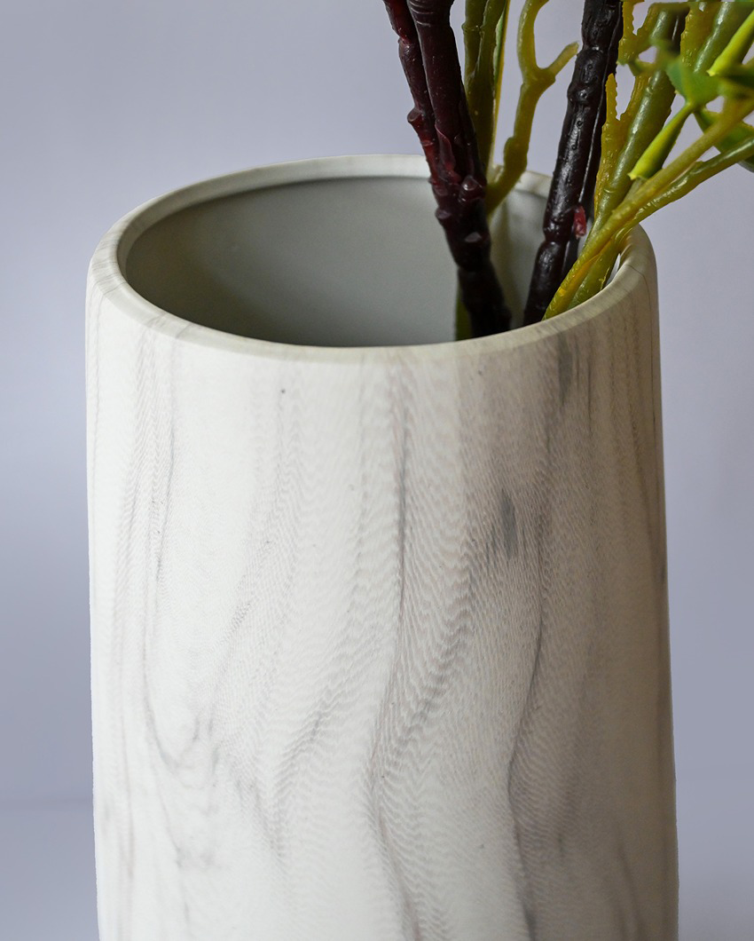 Stylish White Ceramic Marble Design Ceramic Vase | 7 x 13 inches