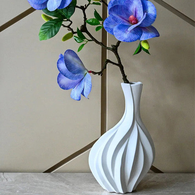 Contemporary White Ceramic Chic Curves Ceramic Vase | 6 x 11 inches