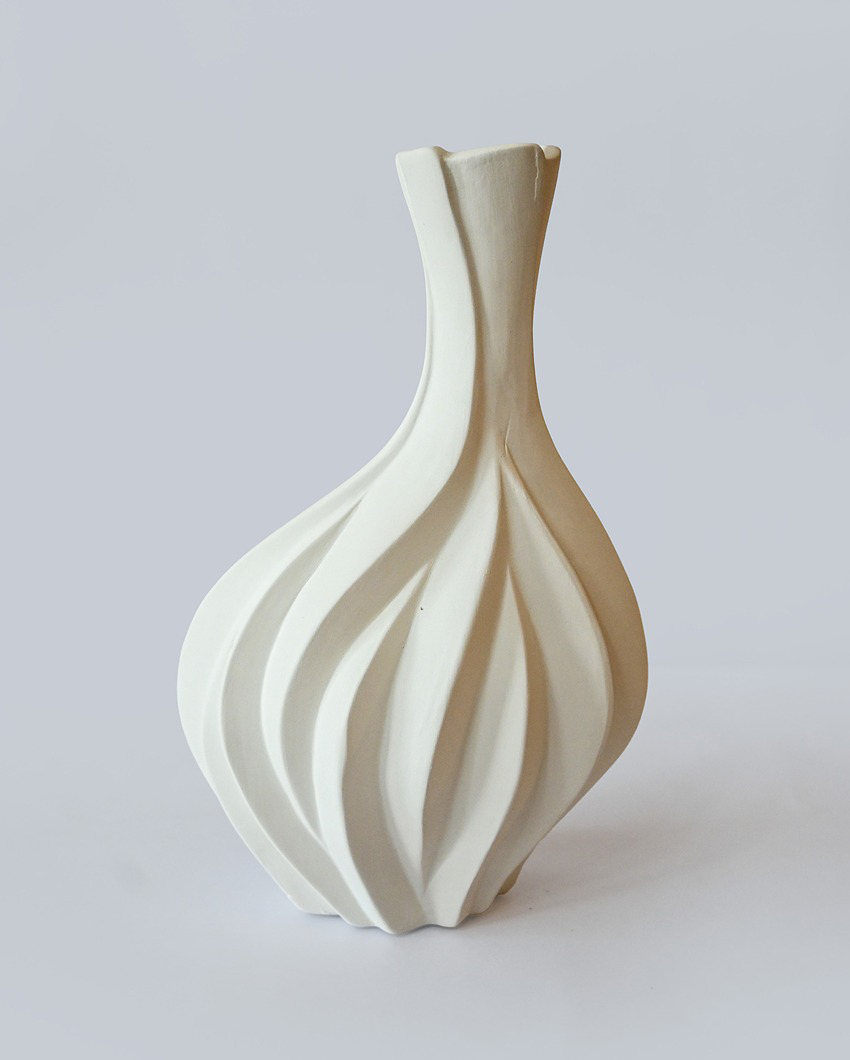 Contemporary White Ceramic Chic Curves Ceramic Vase | 6 x 11 inches