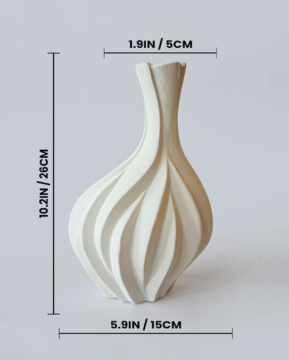 Contemporary White Ceramic Chic Curves Ceramic Vase | 6 x 11 inches