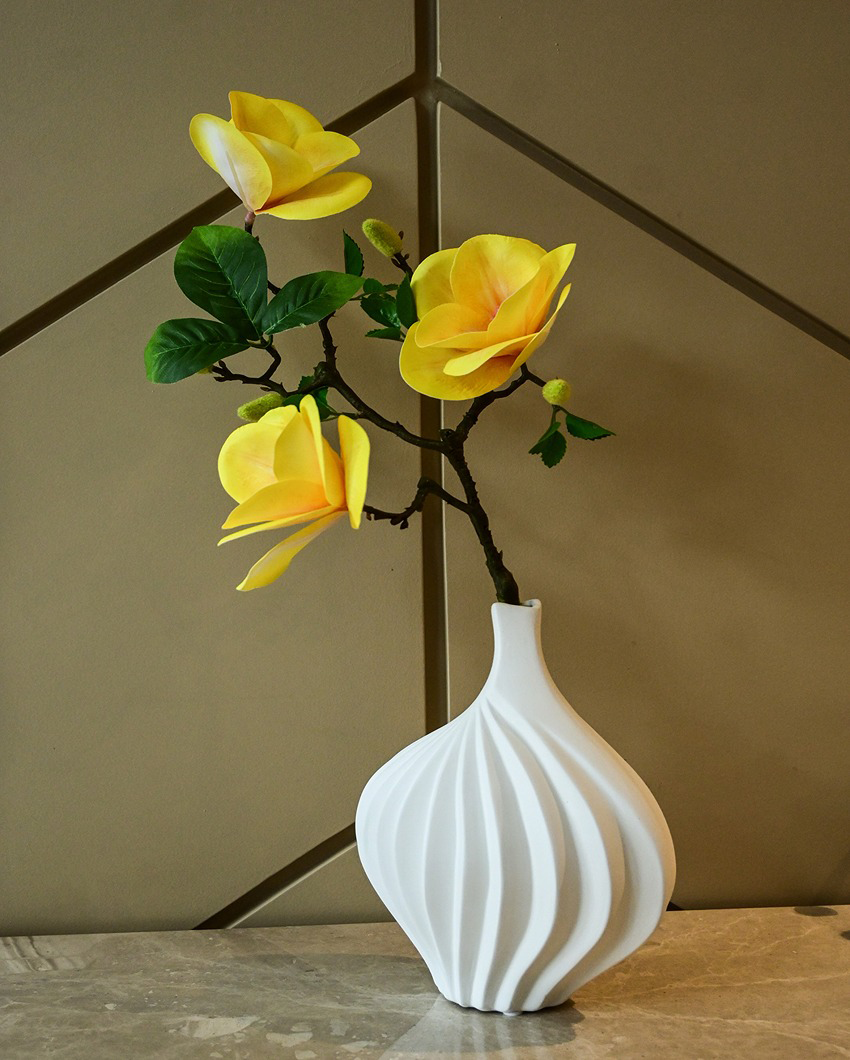 Elegant White Ceramic Elegant White Ceramic Vase | 10 x 4 inches