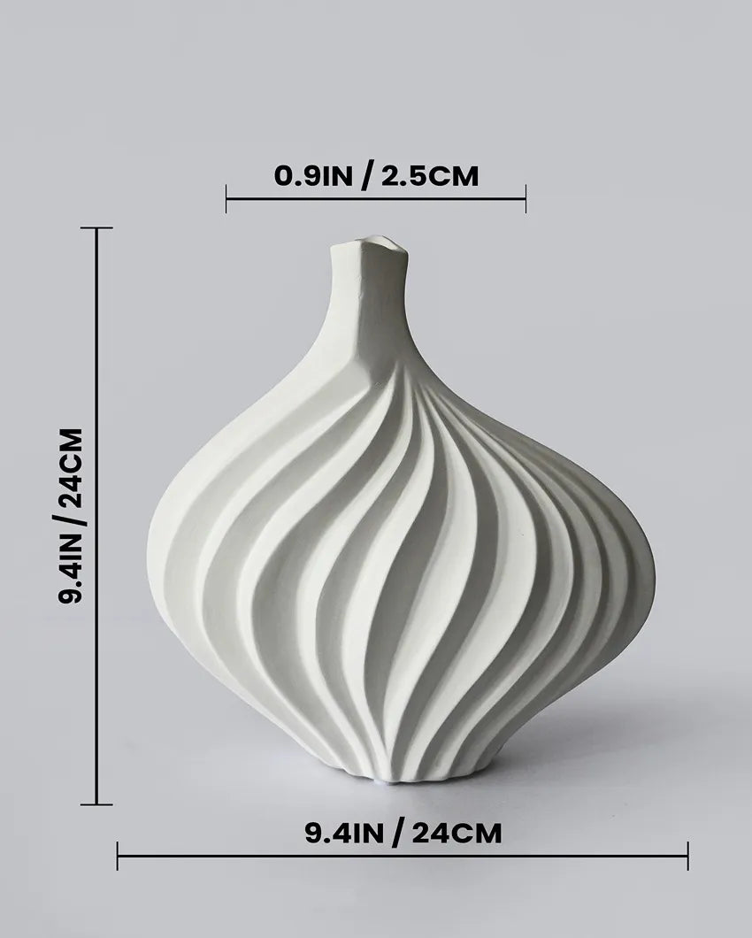 Elegant White Ceramic Elegant White Ceramic Vase | 10 x 4 inches