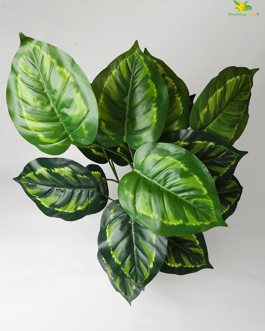 Patterned Philodendron Polyester Artificial Plant with Pot | 18 Leaves | 3 feet