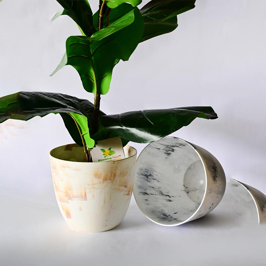 Natural Glow Rose Gold & Yellow Textured Round Pots | 6 x 5 inches