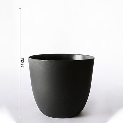 Modern Stackable Matte Black Round Pots Without Plant | 7 x 4 inches