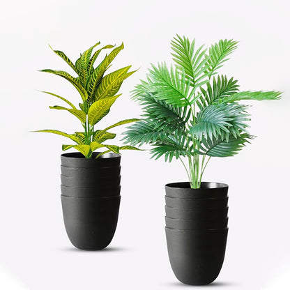 Modern Stackable Matte Black Round Pots Without Plant | 7 x 4 inches