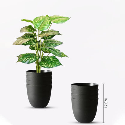 Modern Stackable Matte Black Round Pots Without Plant | 7 x 4 inches