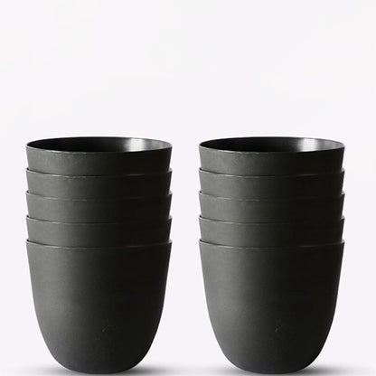 Modern Stackable Matte Black Round Pots Without Plant | 7 x 4 inches