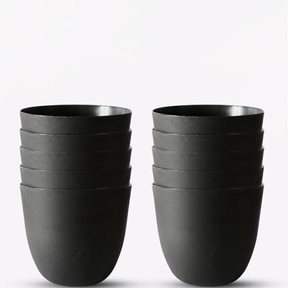 Modern Stackable Matte Black Round Pots Without Plant | 7 x 4 inches