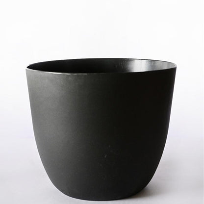 Modern Stackable Matte Black Round Pots Without Plant | 7 x 4 inches