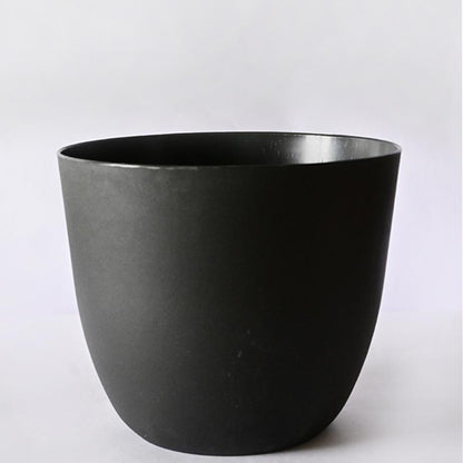 Modern Stackable Matte Black Round Pots Without Plant | 7 x 4 inches