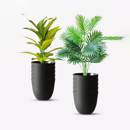 Modern Stackable Matte Black Round Pots Without Plant | 7 x 4 inches