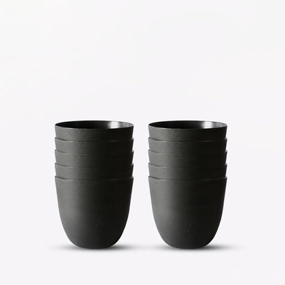 Modern Stackable Matte Black Round Pots Without Plant | 7 x 4 inches