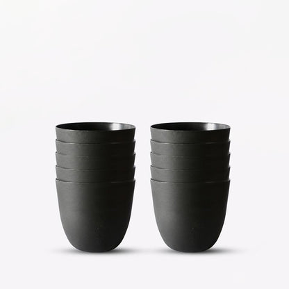 Modern Stackable Matte Black Round Pots Without Plant | 7 x 4 inches