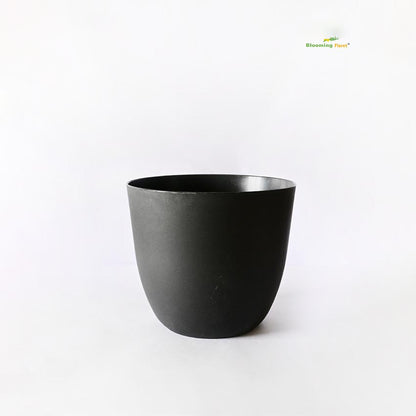 Modern Stackable Matte Black Round Pots Without Plant | 7 x 4 inches