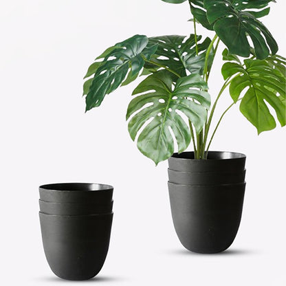 Modern Stackable Matte Black Round Pots Without Plant | 7 x 4 inches